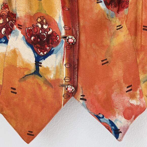 Vintage Dorothy Schoelen Platinum Vest Sz 6 Abstract Artsy Print 90s Made USA - Picture 5 of 13